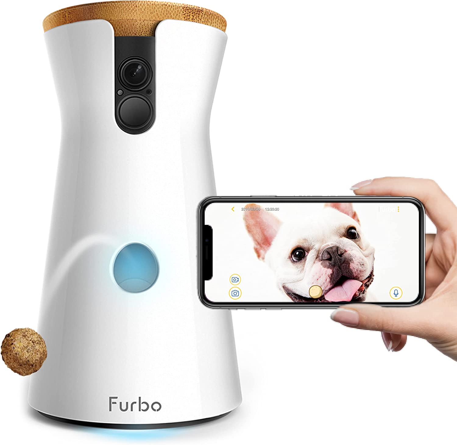 Furbo 360° Dog Camera: [New] Rotating 360° View Wide-Angle Pet Camera with Treat Tossing, Color Night Vision, 1080p HD Pan, 2-Way Audio, Barking Alerts, WiFi, Designed for Dogs