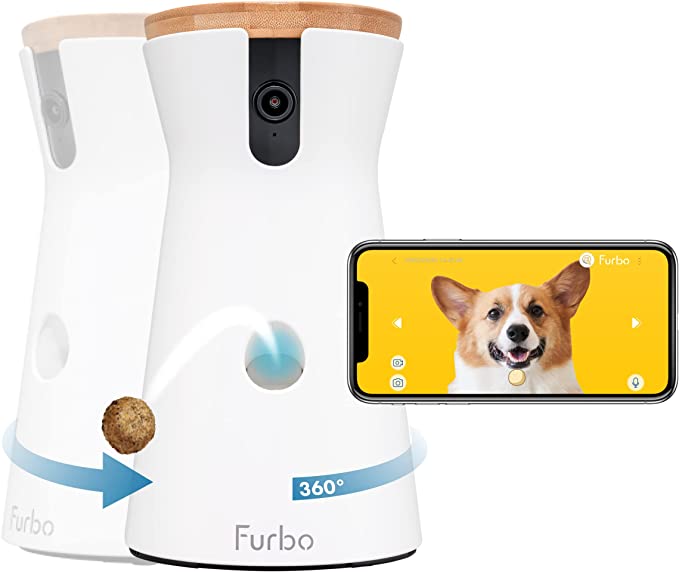 Furbo 360° Dog Camera: [New] Rotating 360° View Wide-Angle Pet Camera with Treat Tossing, Color Night Vision, 1080p HD Pan, 2-Way Audio, Barking Alerts, WiFi, Designed for Dogs