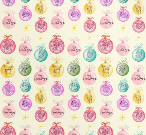 Ornament Wrapping Paper Sitting with Dogs