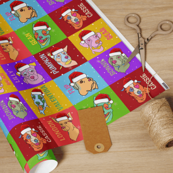 Holiday Pop Art  Sitting With Dogs Wrapping Paper