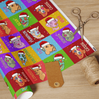 Holiday Pop Art  Sitting With Dogs Wrapping Paper