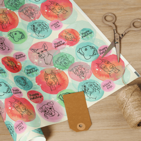 Merry Mutts Watercolor Wrap